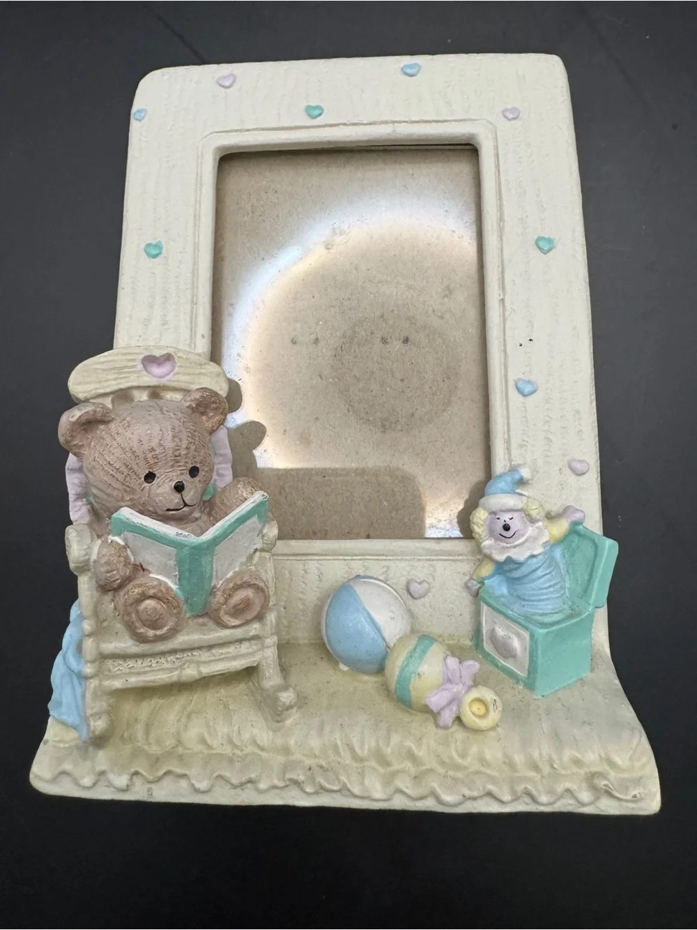 Vintage Burnes of Boston Nursery Baby Photo Frame with Pastel Accents, 2” x 3”